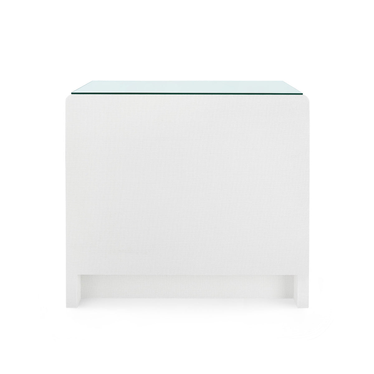 Bryant Linen 3-Drawer Side Table with Glass Top