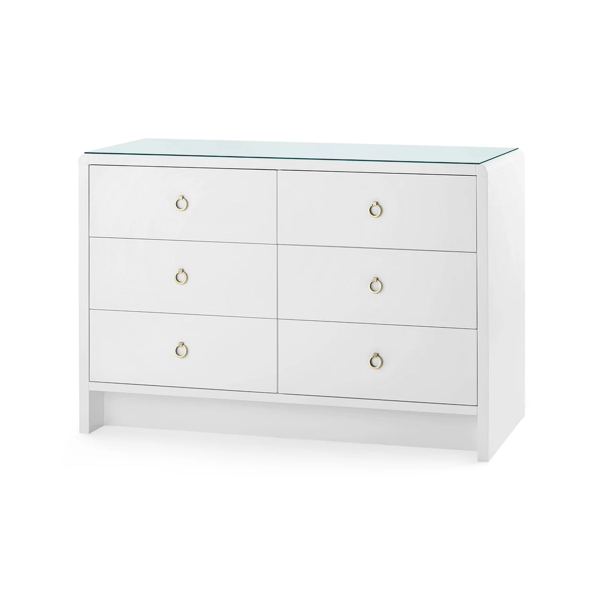 Bryant Linen Extra Large 6-Drawer with Glass Top