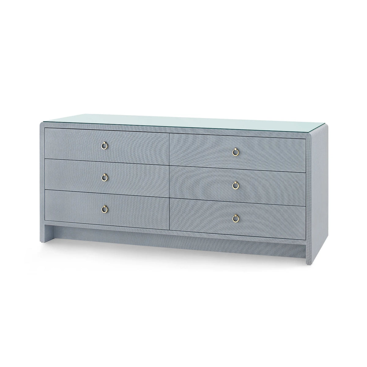 Bryant Linen Extra Wide Large 6-Drawer with Glass Top