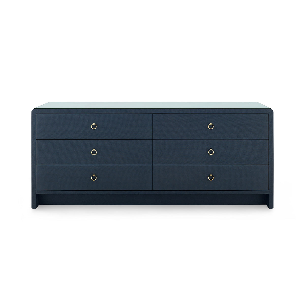 Bryant Linen Extra Wide Large 6-Drawer with Glass Top