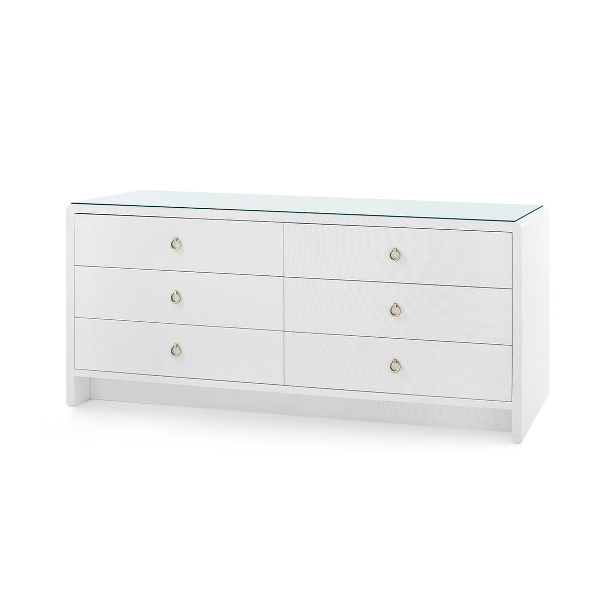 Bryant Linen Extra Wide Large 6-Drawer with Glass Top