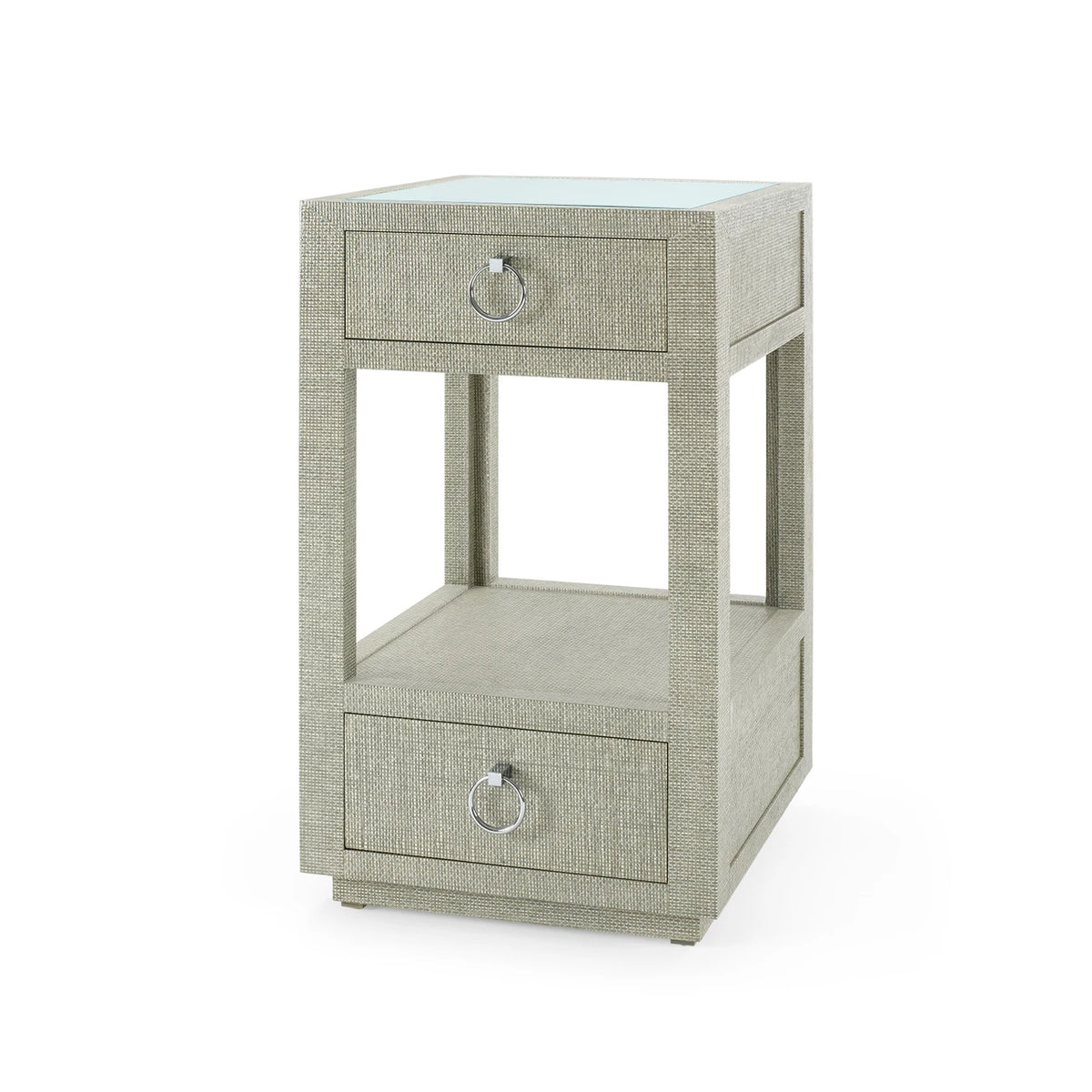 Camilla 2-Drawer Side Table with Glass Top