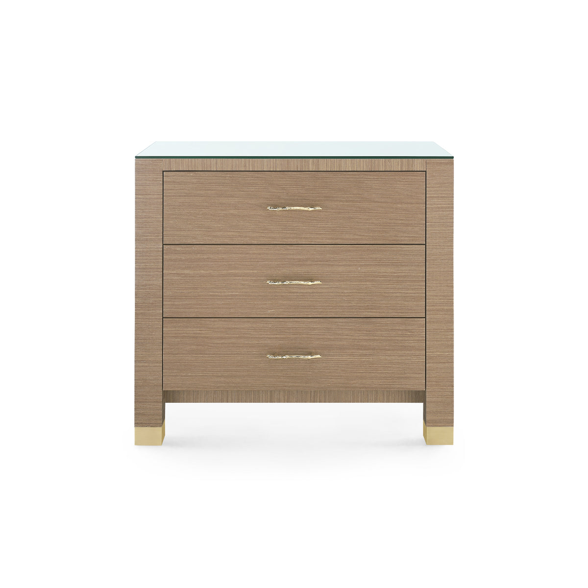 Camden 3-Drawer Side Table with Glass Top