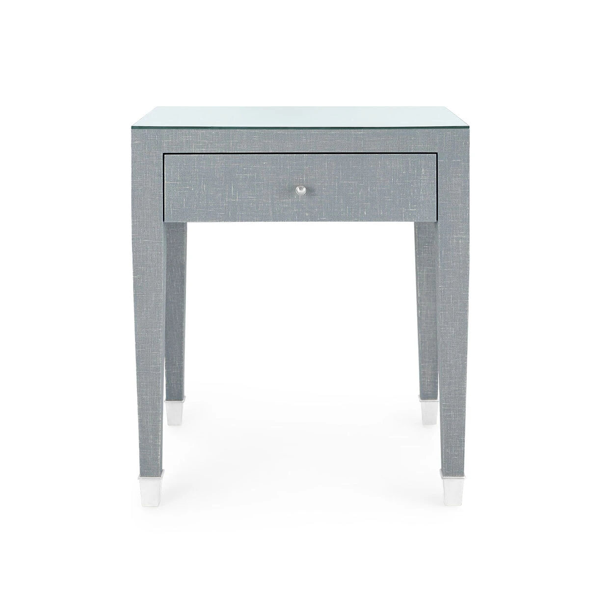 Claudette 1-Drawer Side Table with Glass Top