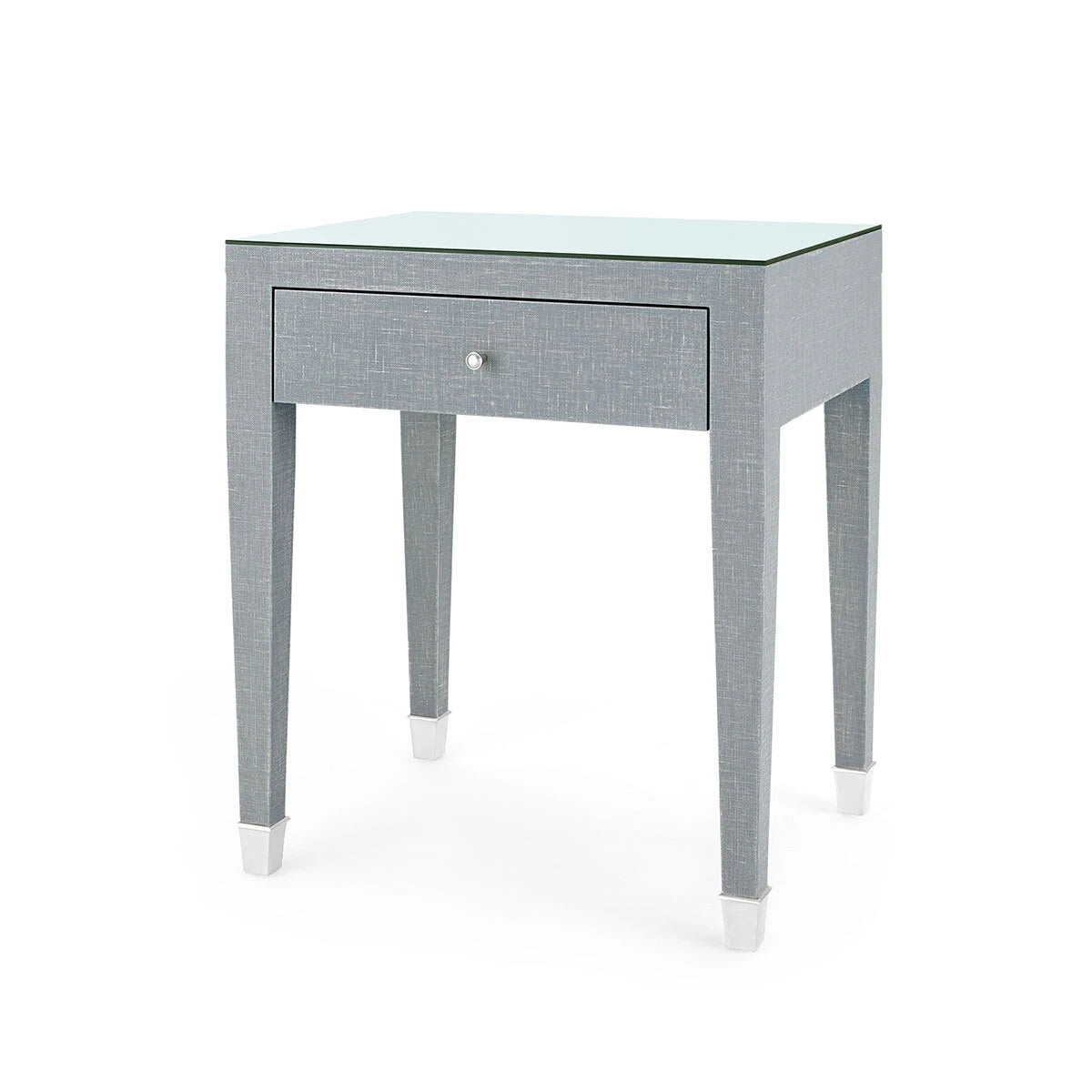 Claudette 1-Drawer Side Table with Glass Top