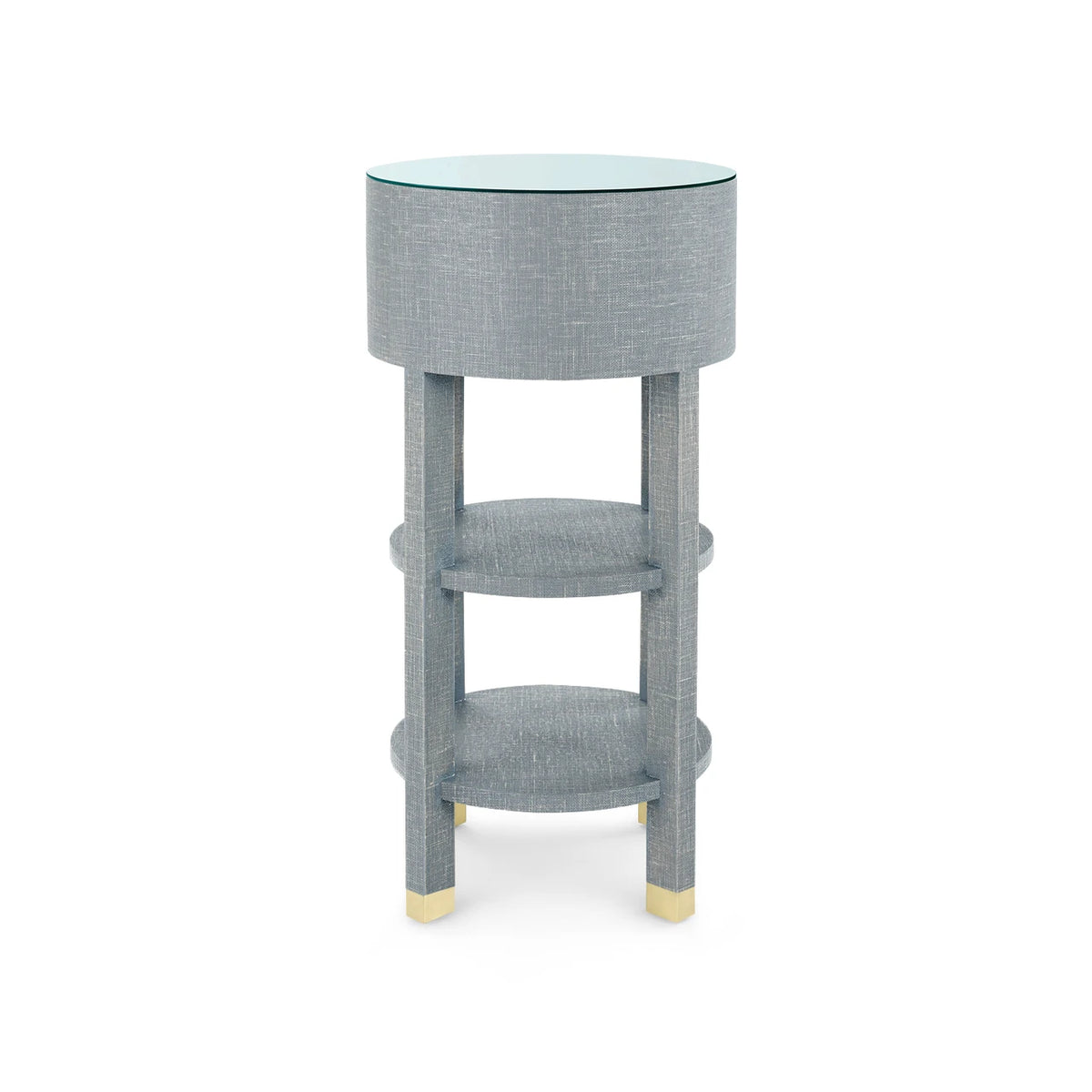 Claudette 803-GT 1-Drawer Round Side Table with Glass Top
