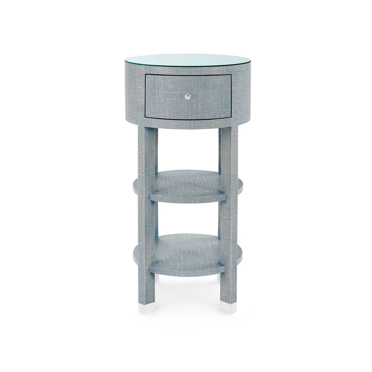 Claudette 807-GT 1-Drawer Round Side Table with Glass Top