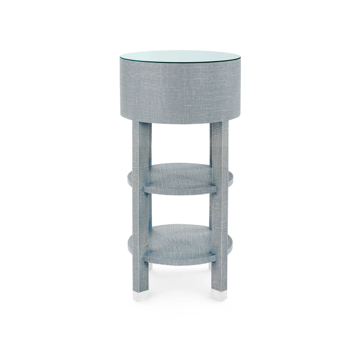 Claudette 807-GT 1-Drawer Round Side Table with Glass Top