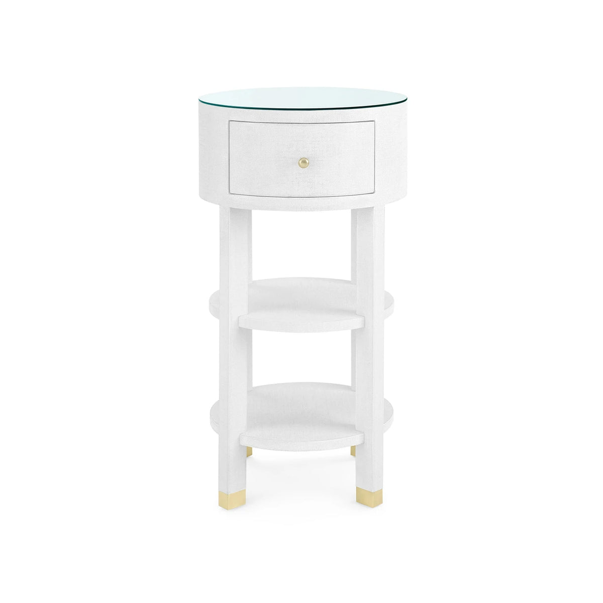 Claudette 803-GT 1-Drawer Round Side Table with Glass Top