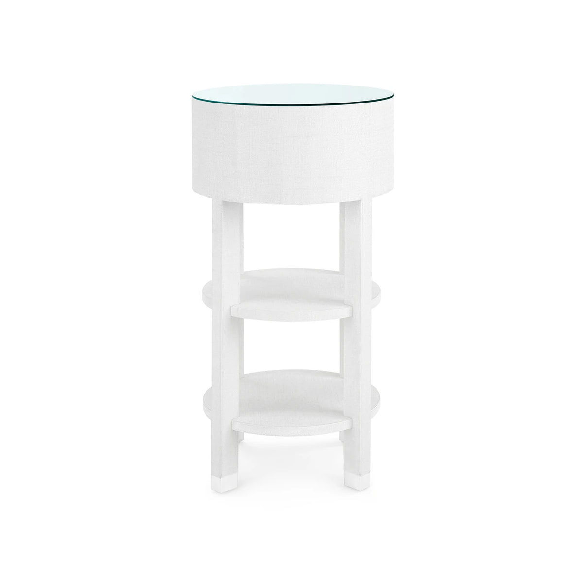 Claudette 807-GT 1-Drawer Round Side Table with Glass Top