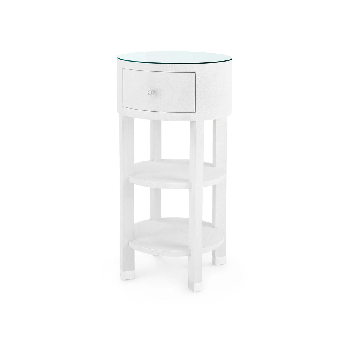 Claudette 807-GT 1-Drawer Round Side Table with Glass Top