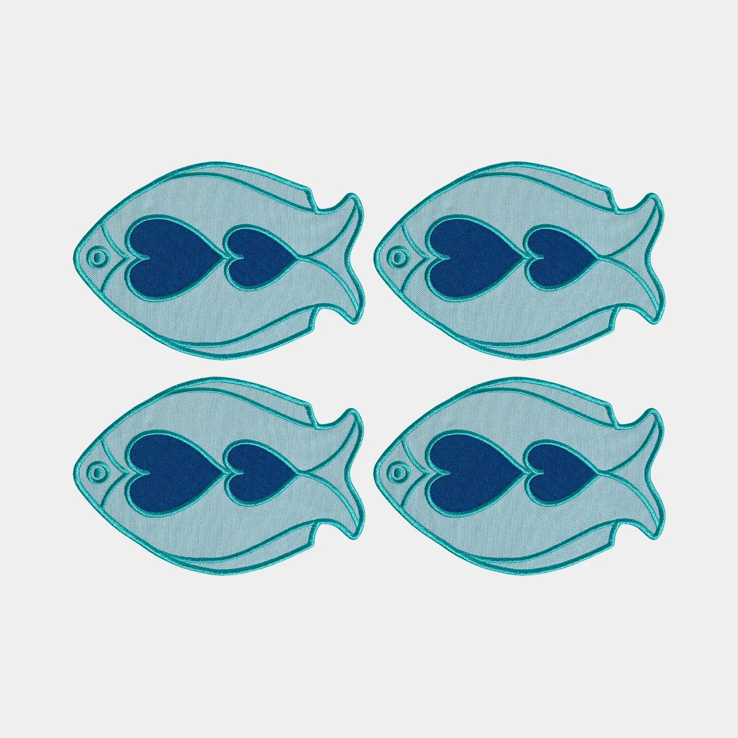 Octaevo Cocktail Coasters - Fish Light Blue (Set of 4)