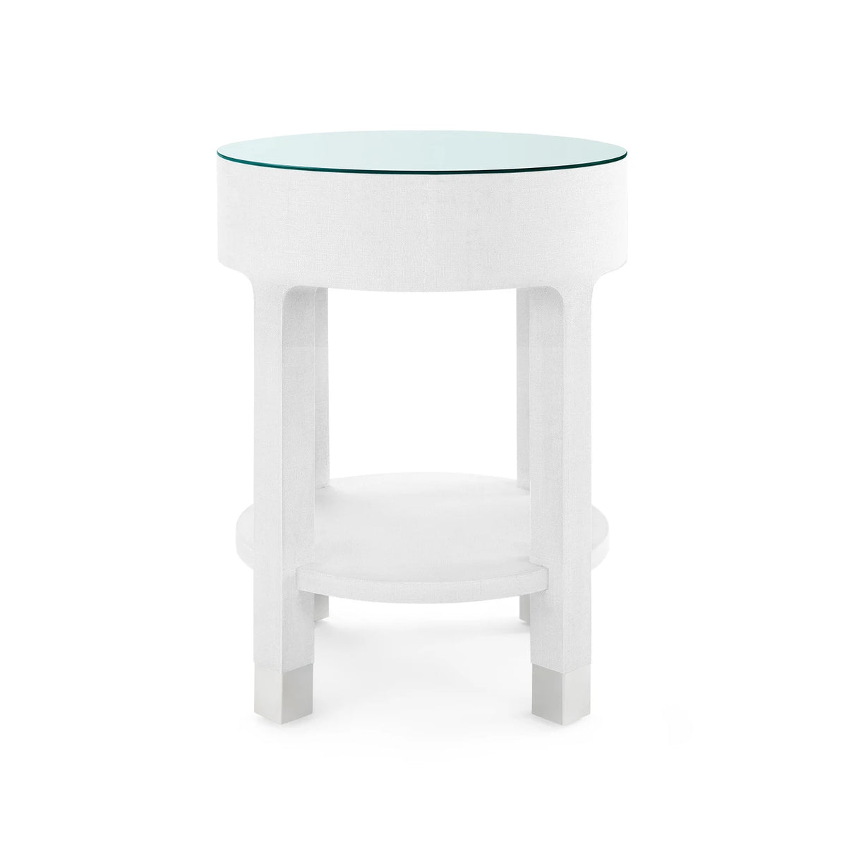 Dakota 1-Drawer Round Side Table with Glass Top