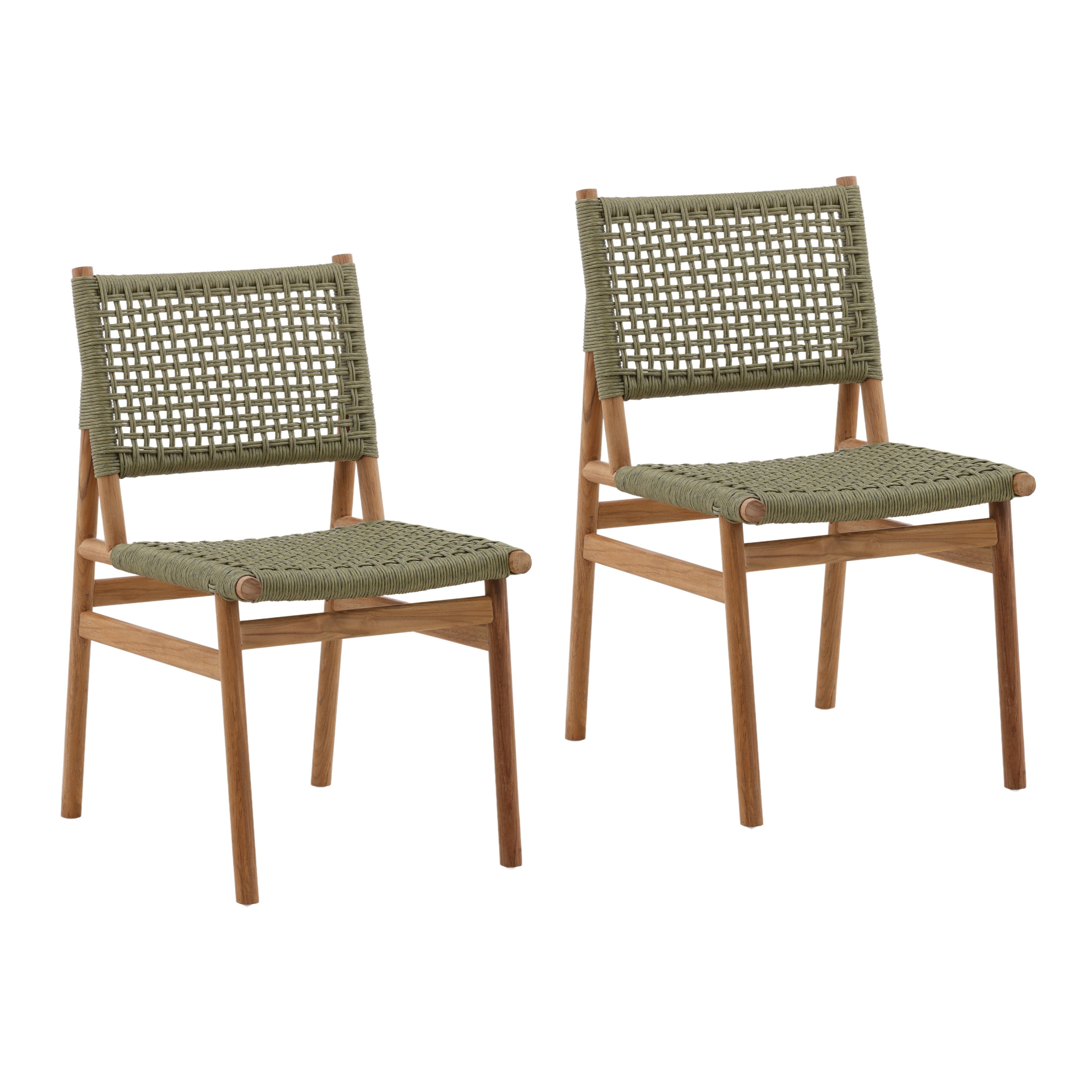 OB-18809 Teak Wood Outdoor Dining Chair - Set of 2