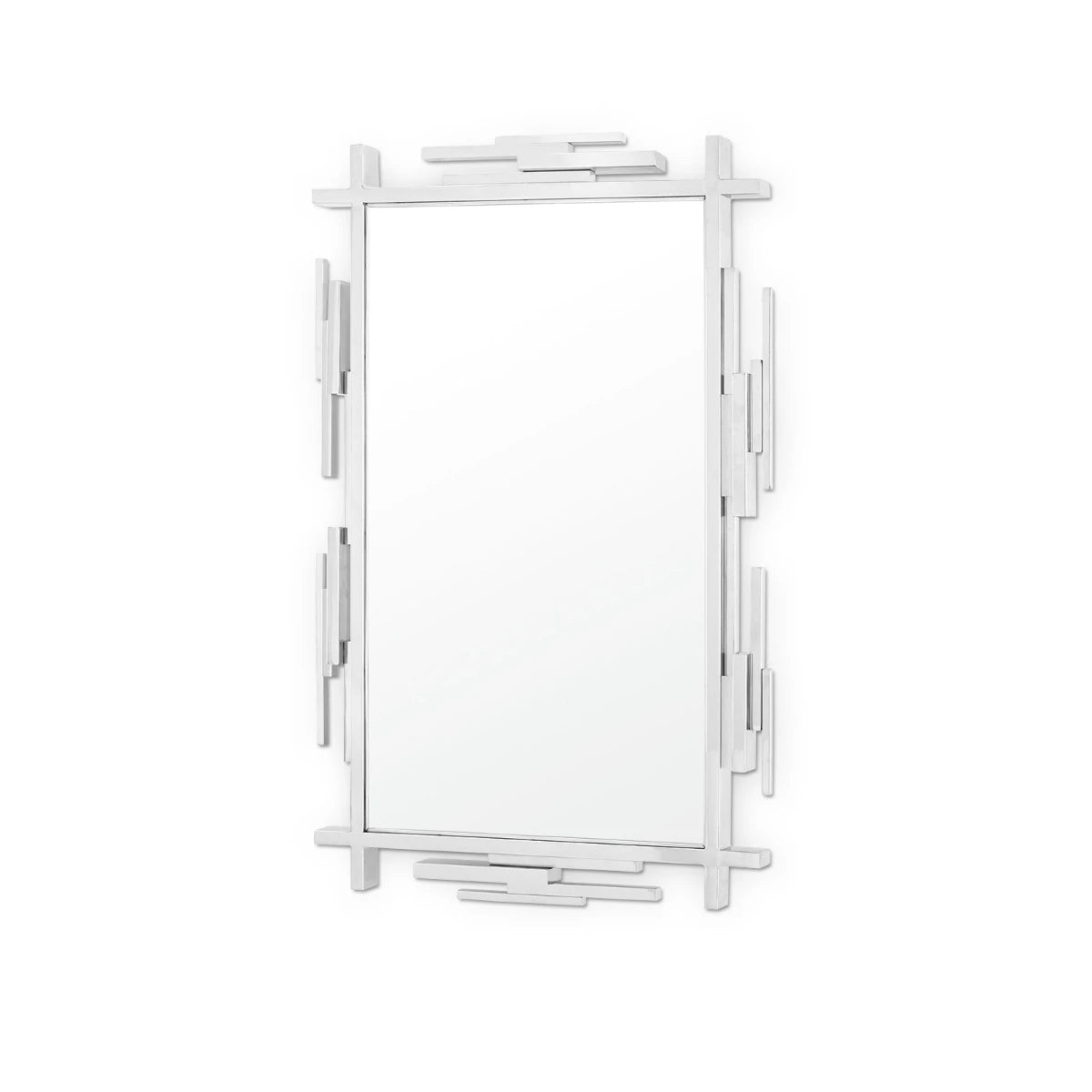 Edith Mirror by Villa & House in Silver, angled front view showing the layered rectangular mirrored frame.