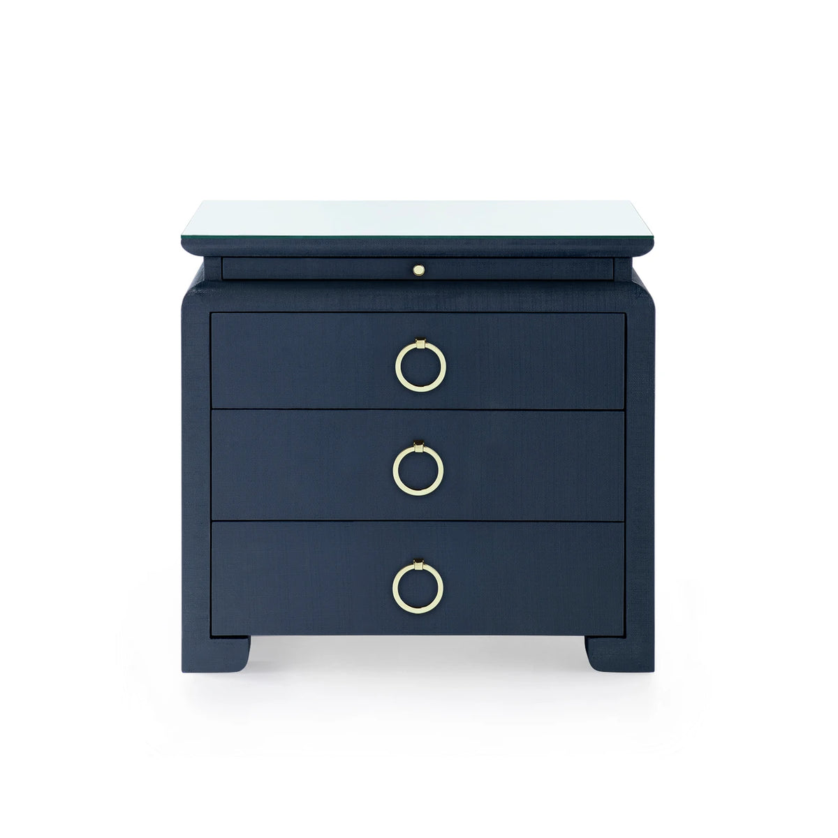 Elina 3-Drawer Side Table with Glass Top