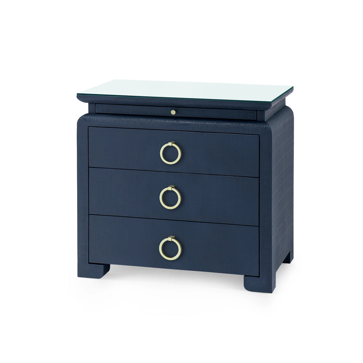 Elina 3-Drawer Side Table with Glass Top