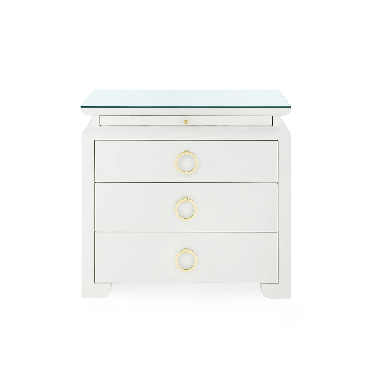 Elina 3-Drawer Side Table with Glass Top