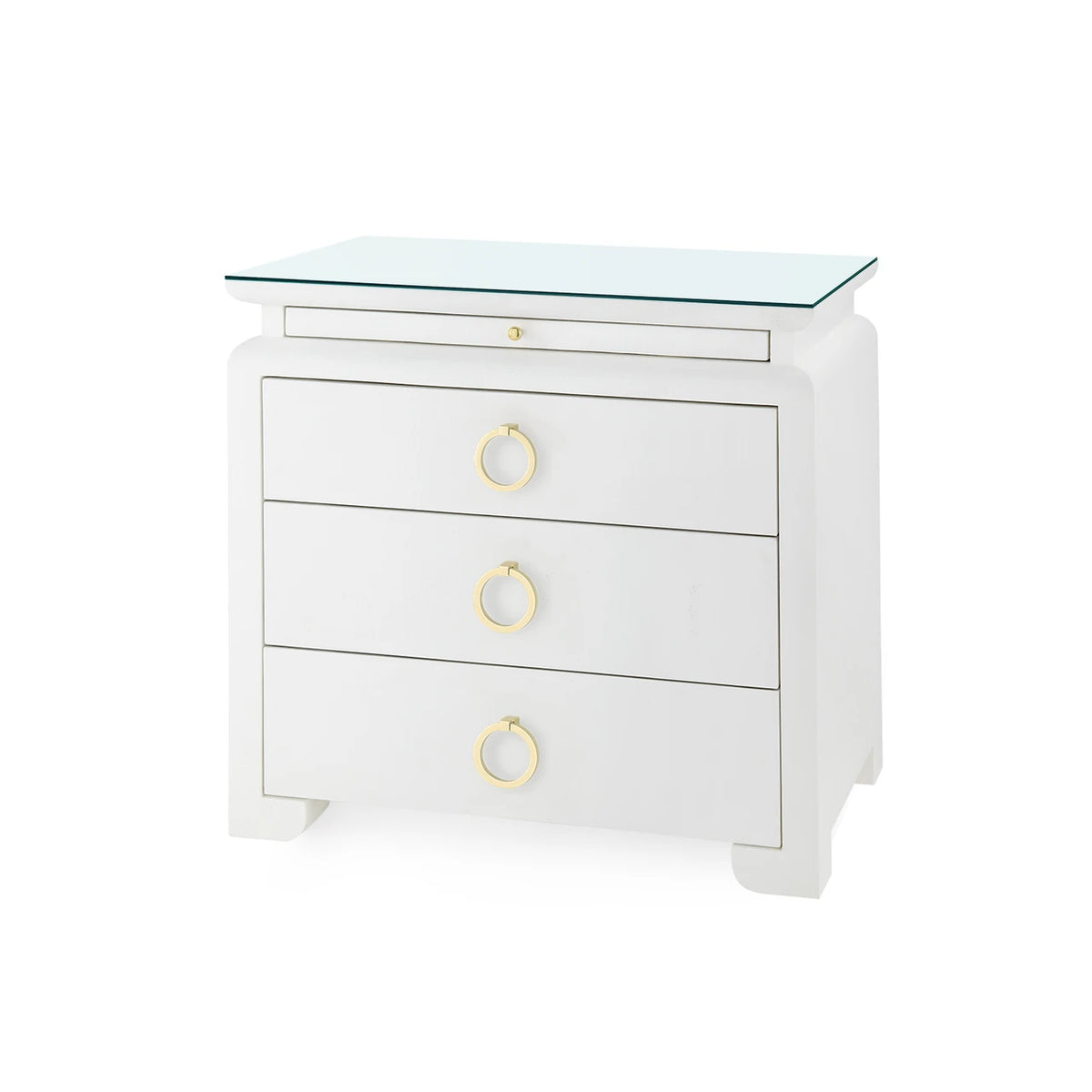 Elina 3-Drawer Side Table with Glass Top