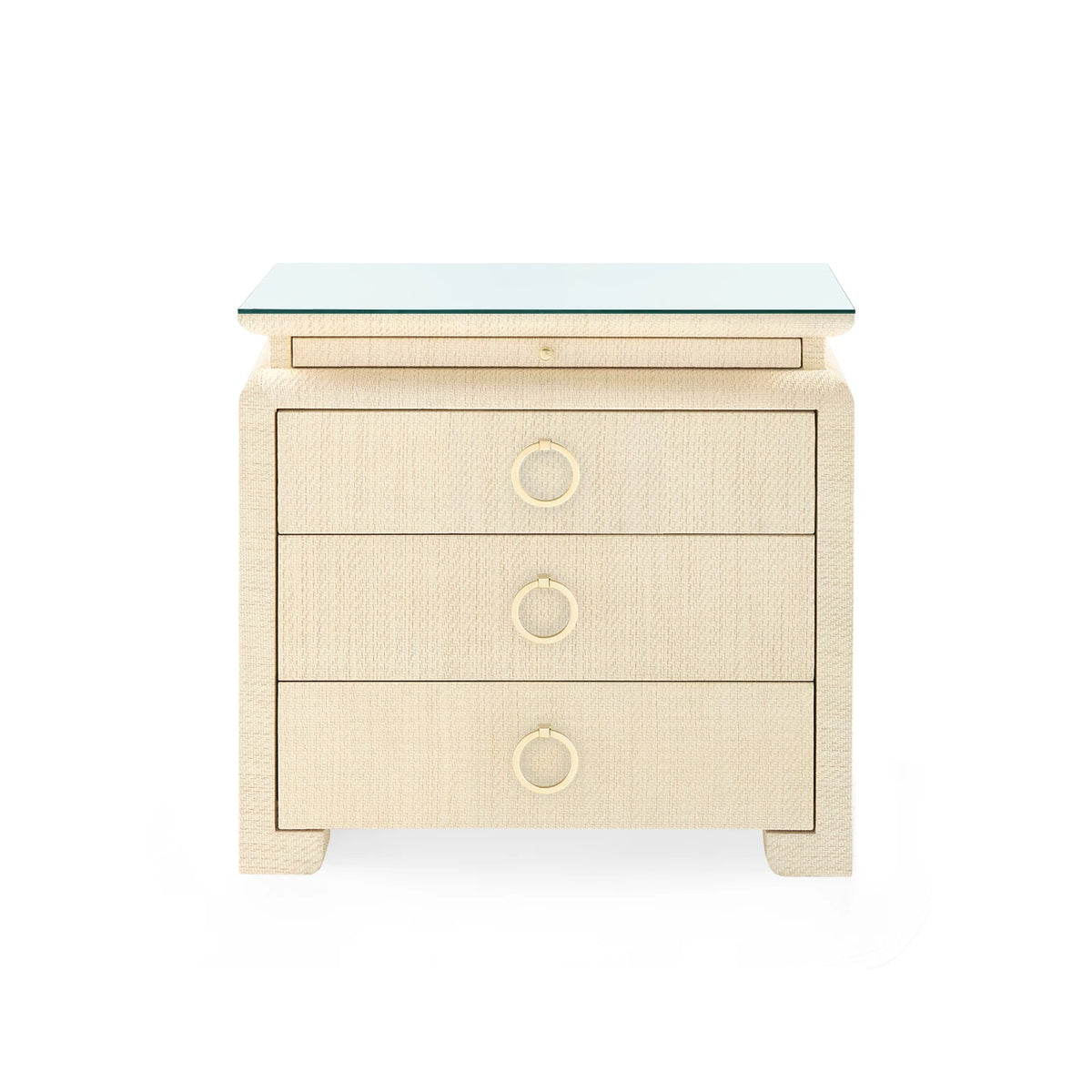 Elina 3-Drawer Side Table with Glass Top