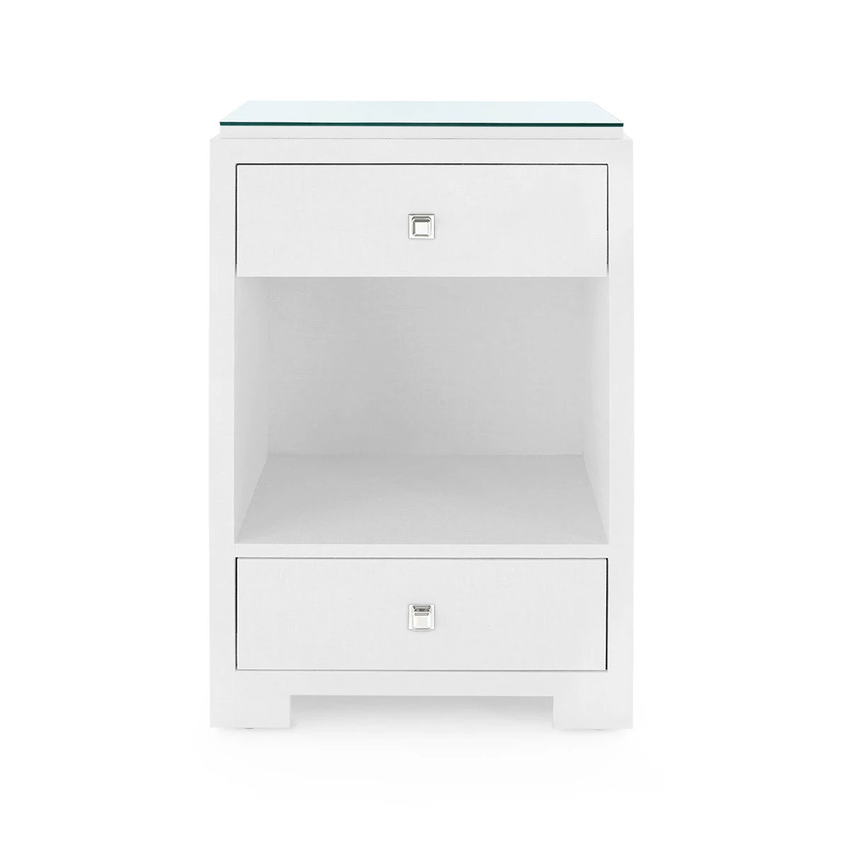 Fedor 2-Drawer Side Table with Glass Top