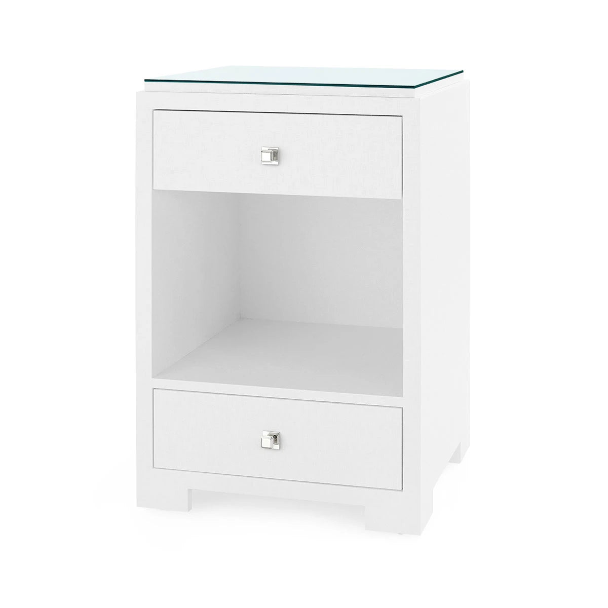Fedor 2-Drawer Side Table with Glass Top
