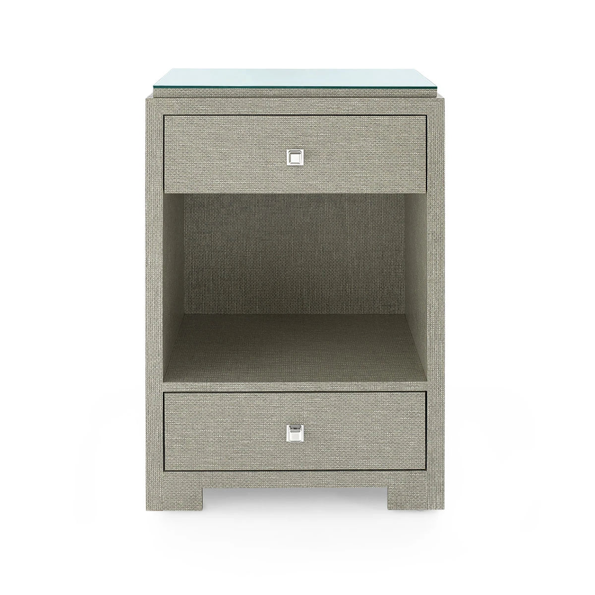 Fedor 2-Drawer Side Table with Glass Top