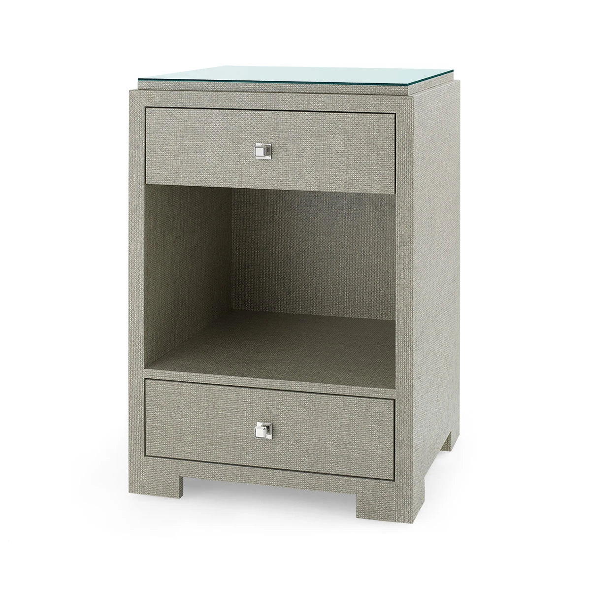 Fedor 2-Drawer Side Table with Glass Top