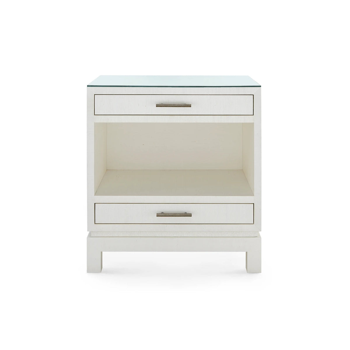 Florence 2-Drawer Side Table with Glass Top