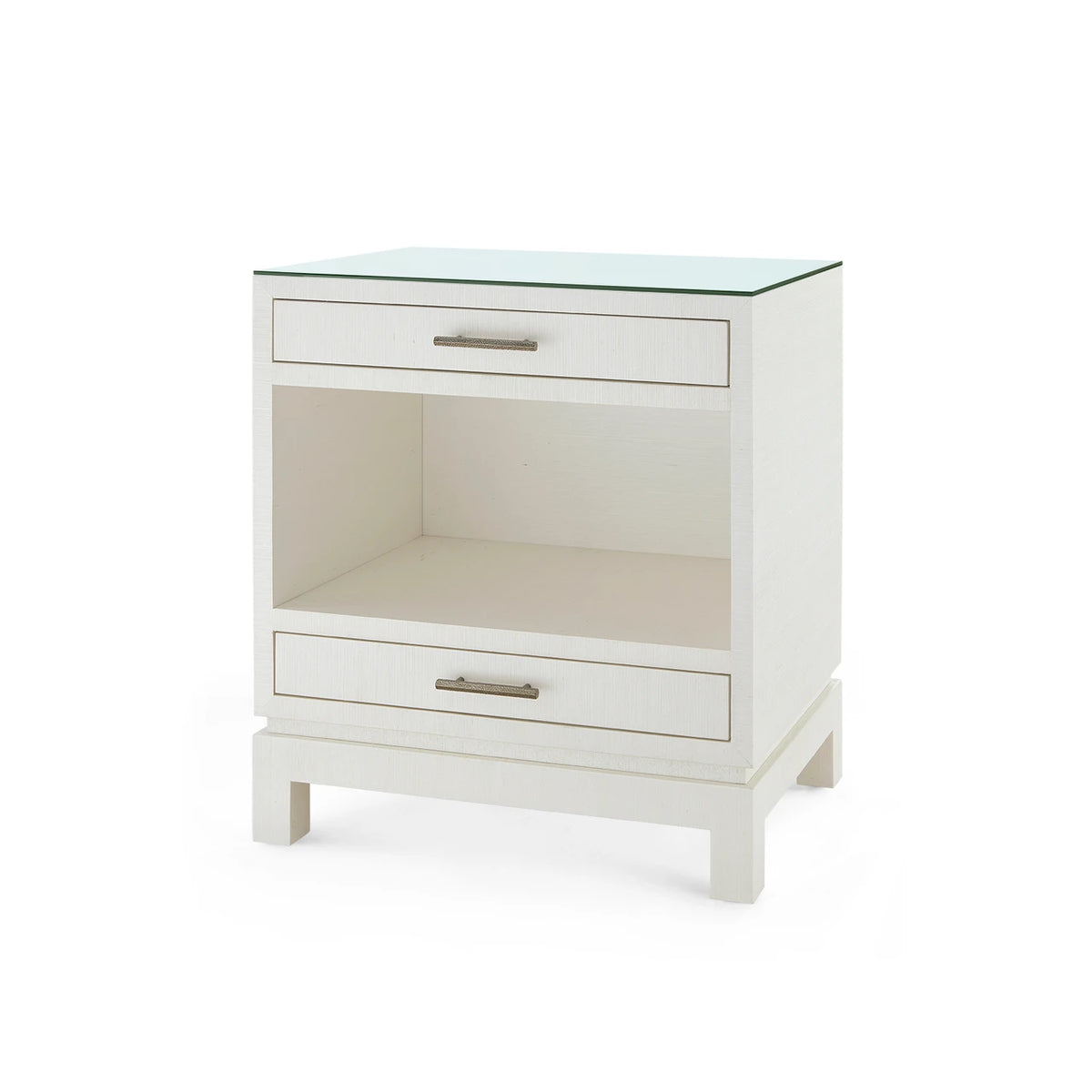 Florence 2-Drawer Side Table with Glass Top