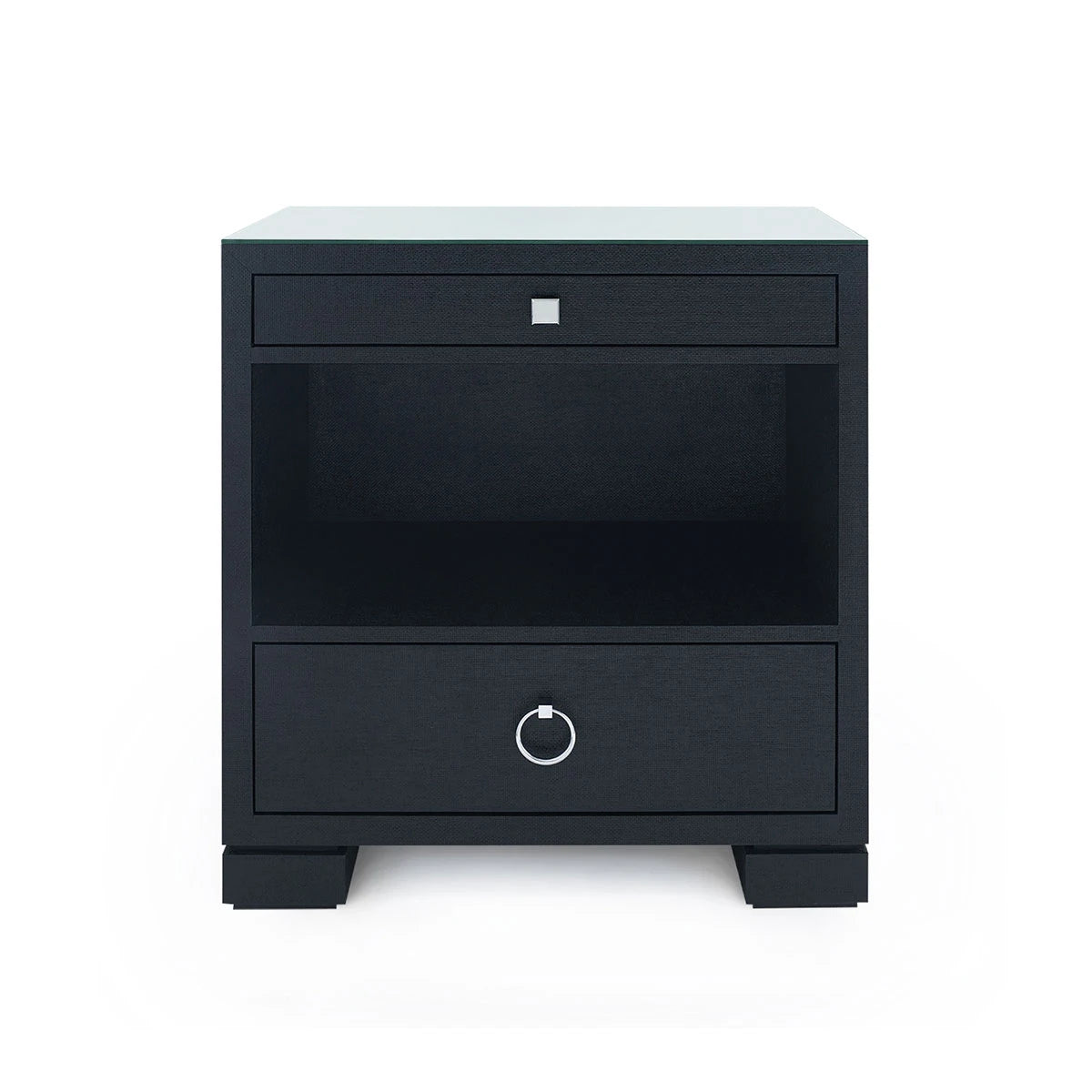 Frances 2-Drawer Side Table with Glass Top