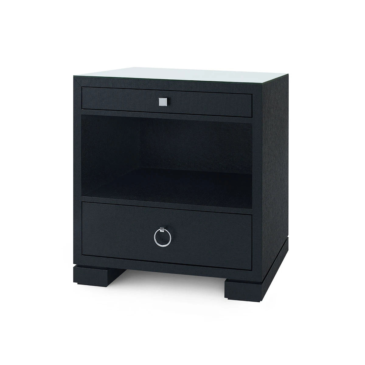 Frances 2-Drawer Side Table with Glass Top