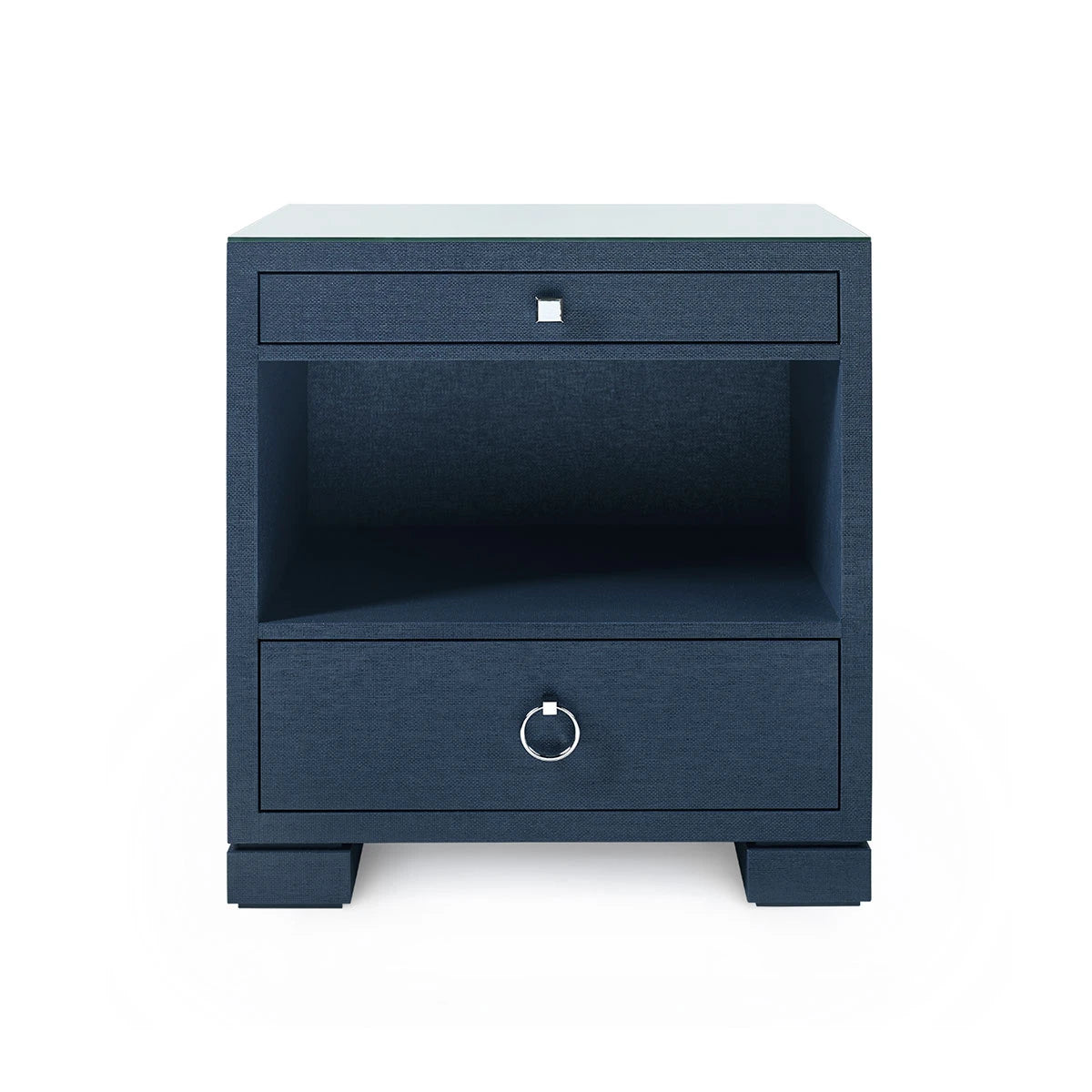 Frances 2-Drawer Side Table with Glass Top