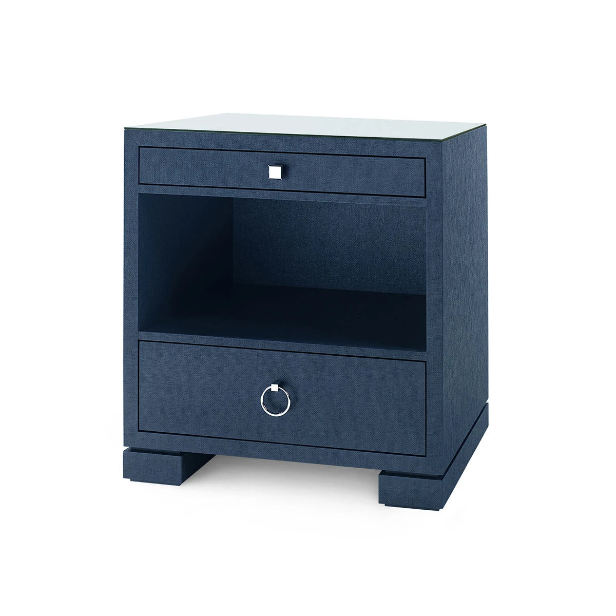 Frances 2-Drawer Side Table with Glass Top