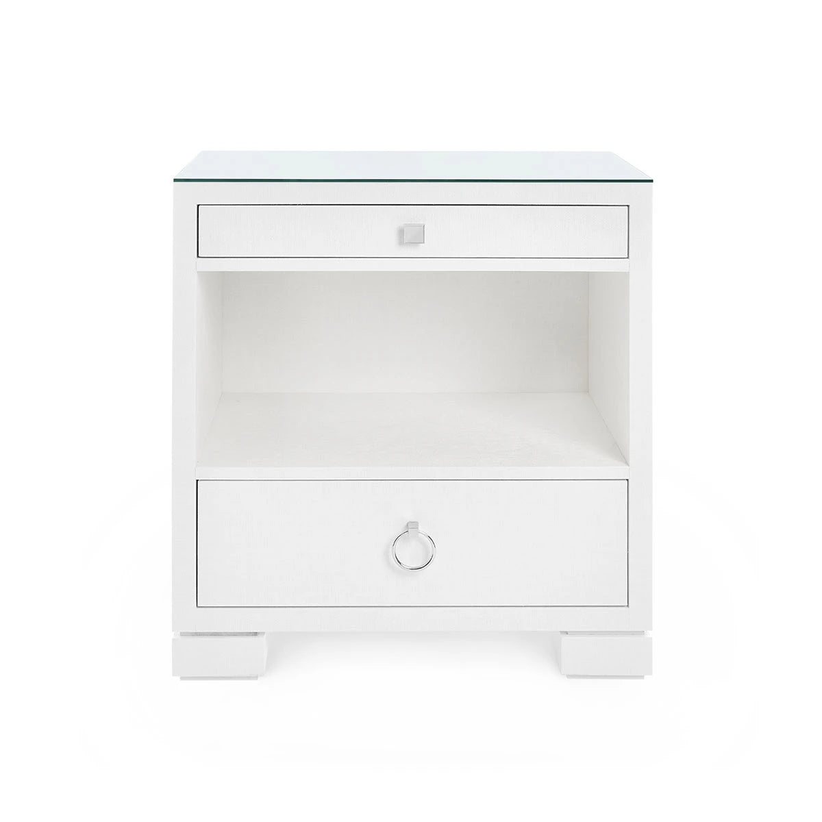 Frances 2-Drawer Side Table with Glass Top
