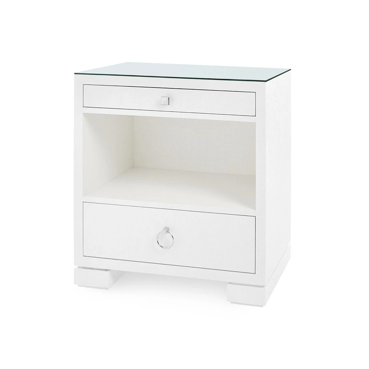 Frances 2-Drawer Side Table with Glass Top