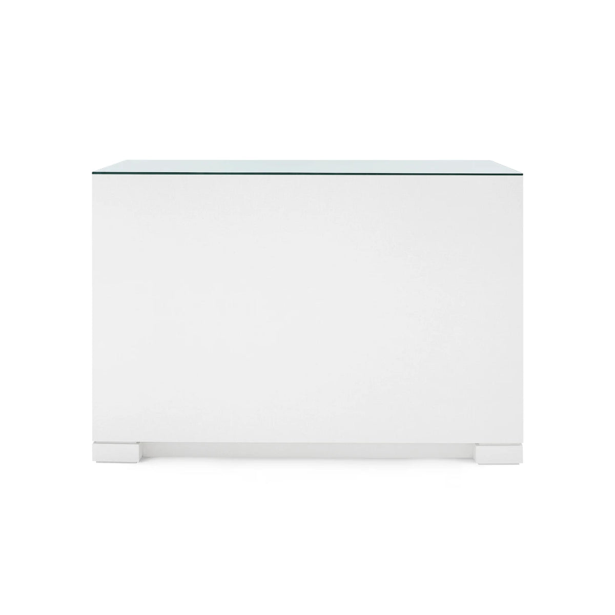 Frances Extra Large 6-Drawer with Glass Top by Villa & House — Chiffon White grasscloth, rear view