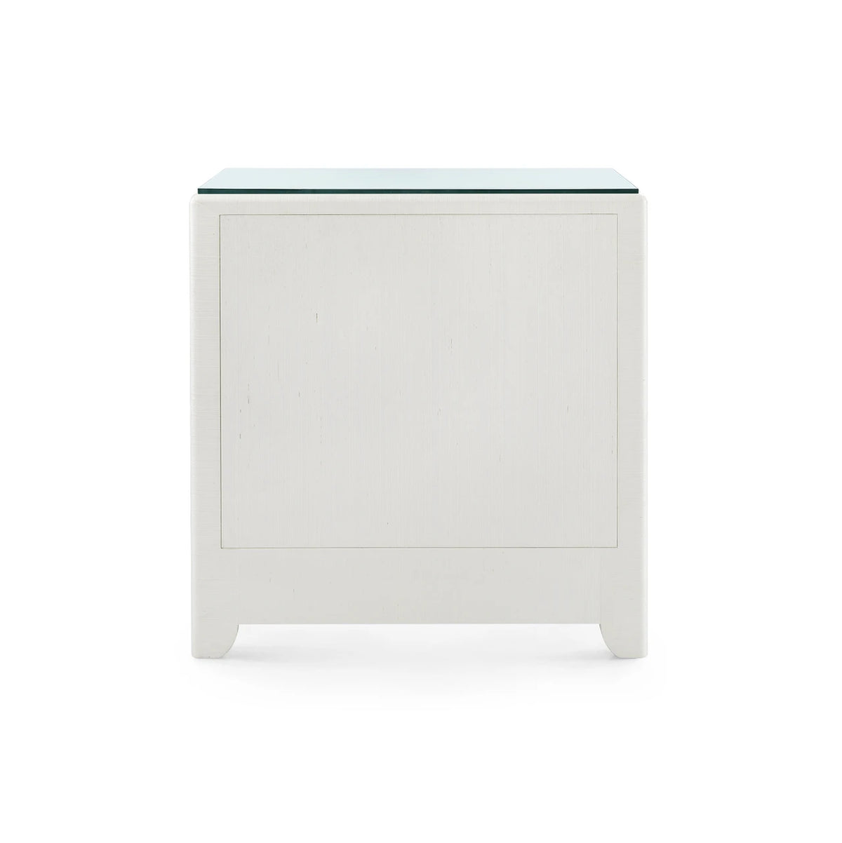 Gianna 3-Drawer Side Table by Villa & House — Sand White grasscloth finish, rear view