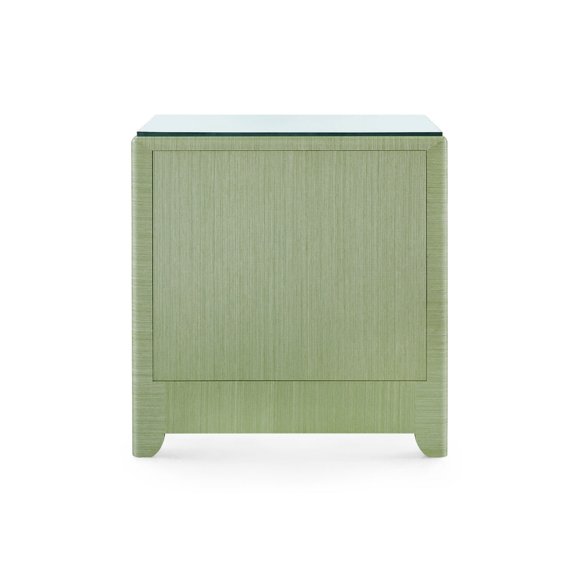 Gianna 3-Drawer Side Table by Villa & House — Spring Green grasscloth finish, rear view