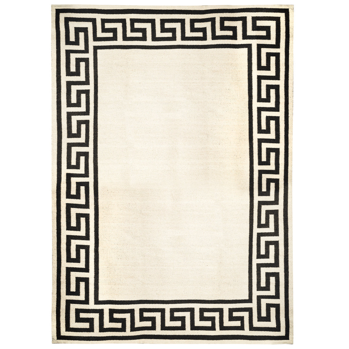 Greek Key Border Flatweave Rug