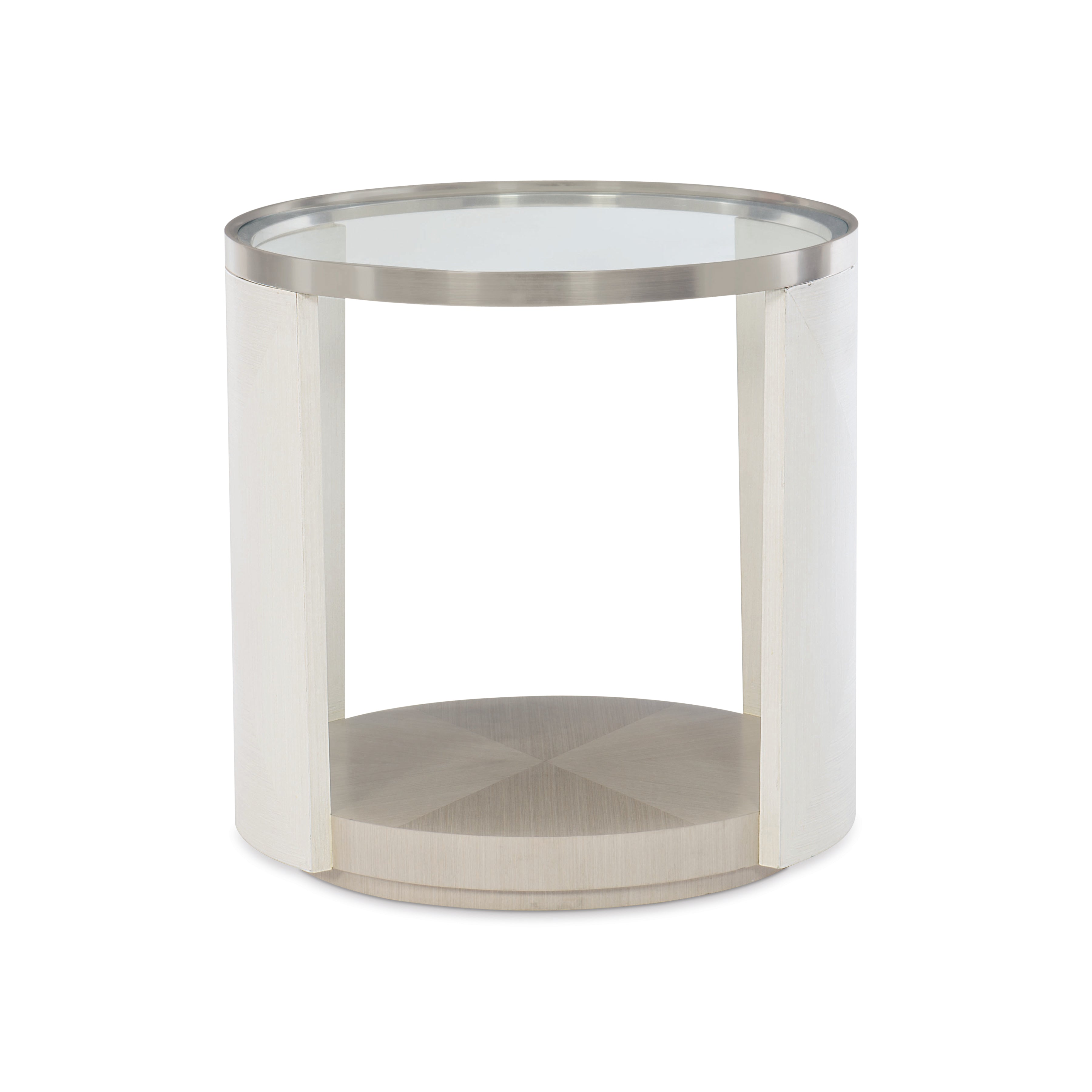Axiom Round Glass Top Chairside Table by Bernhardt