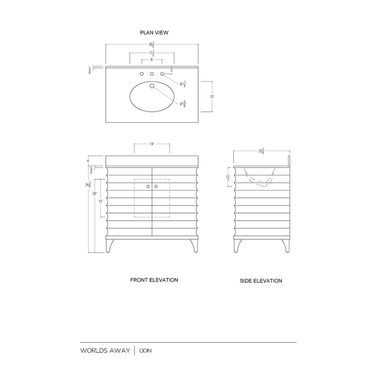 Rhodes Bath Vanity - Cerused Oak