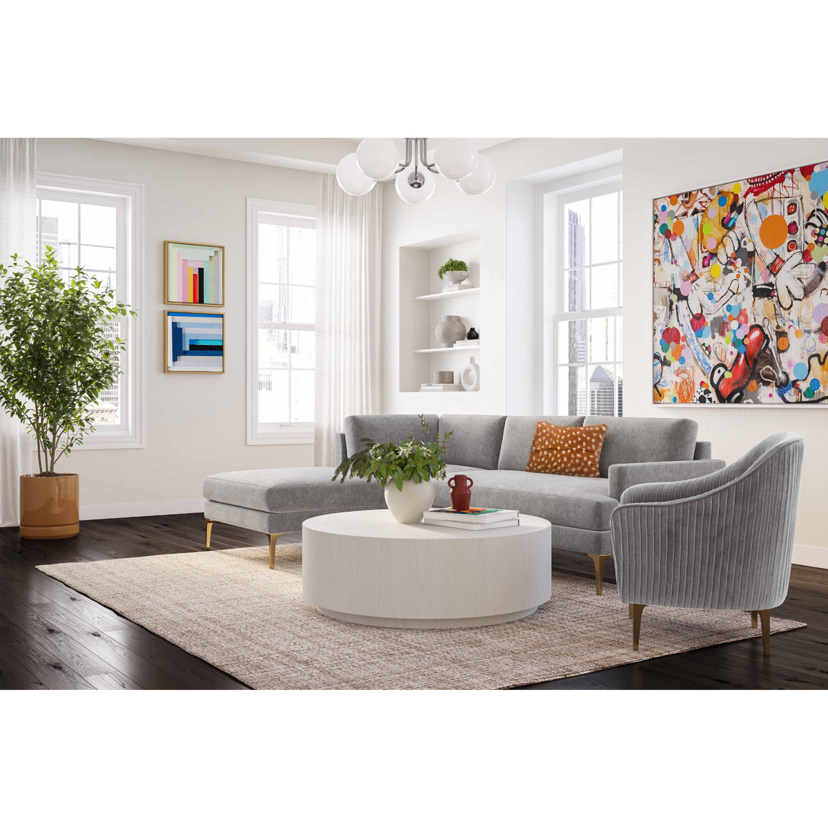 Serena 3-Piece Performance Velvet Chaise Sectional
