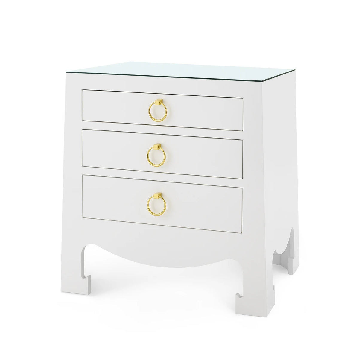Jacqui 3-Drawer Side Table with Glass Top