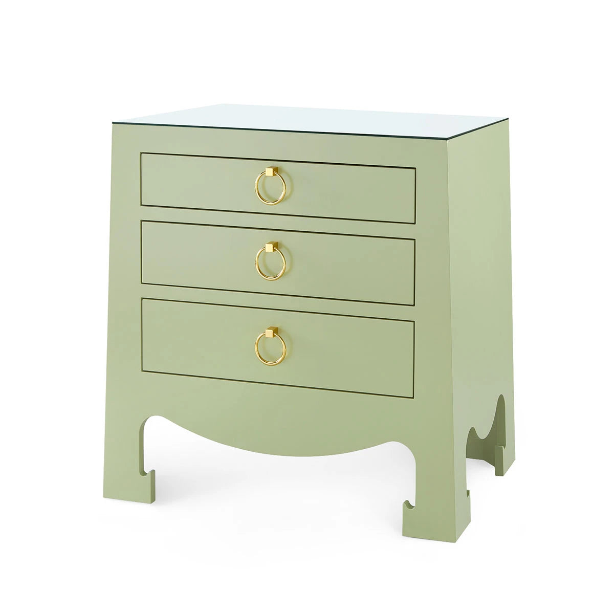 Jacqui 3-Drawer Side Table with Glass Top