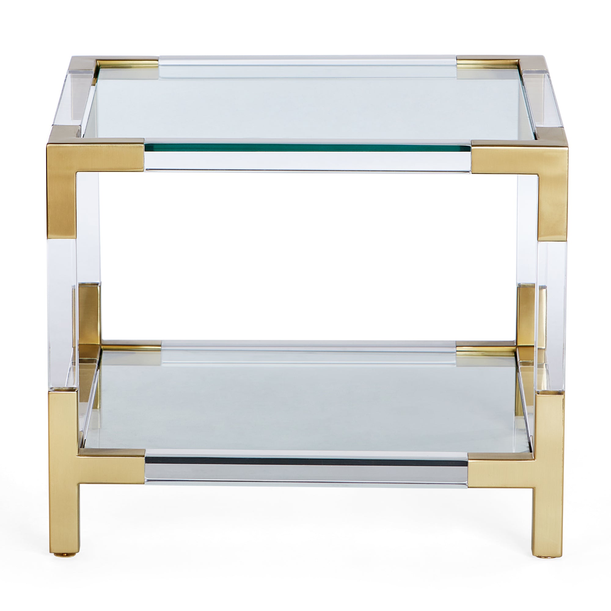 Jacques 2 Tier Accent Table - Brass/Clear