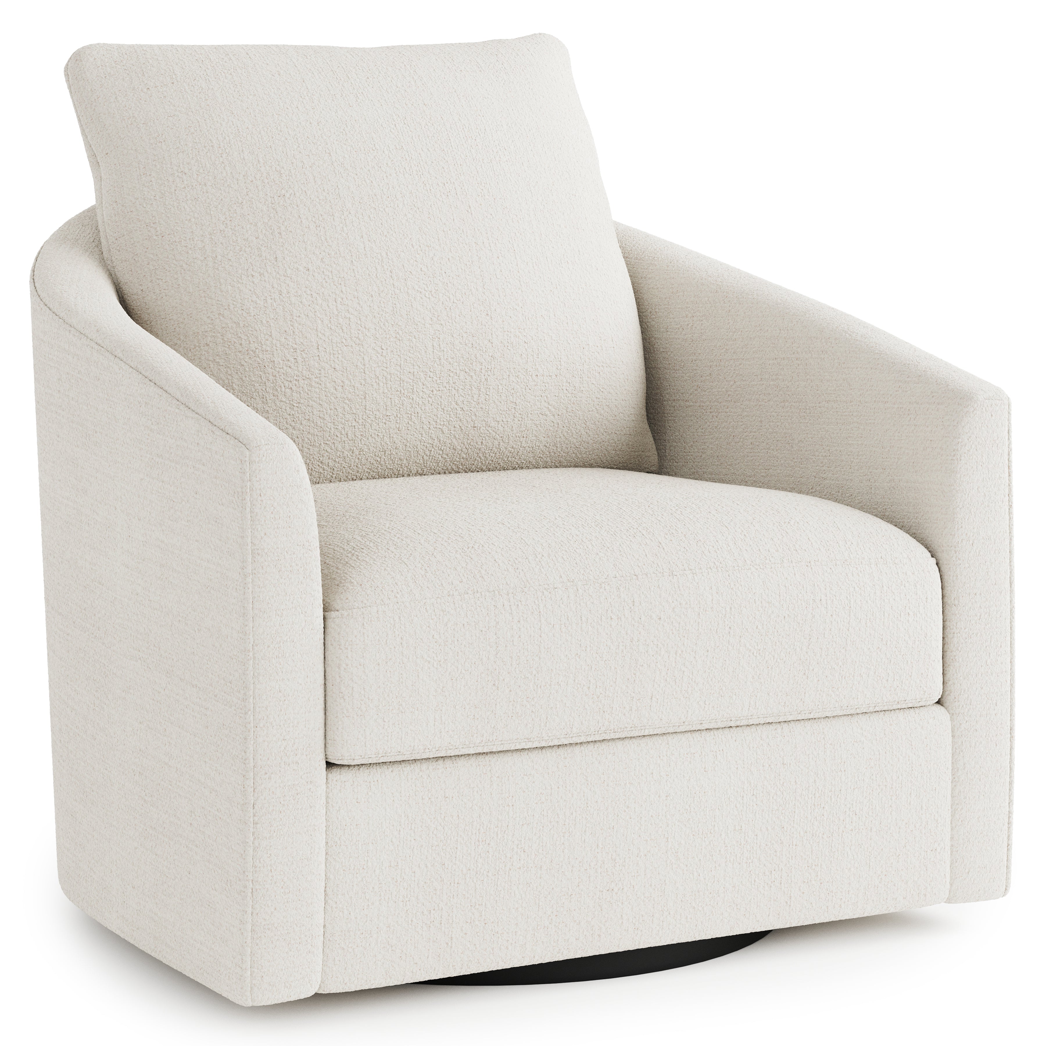Astoria White Fabric Swivel Chair by Bernhardt