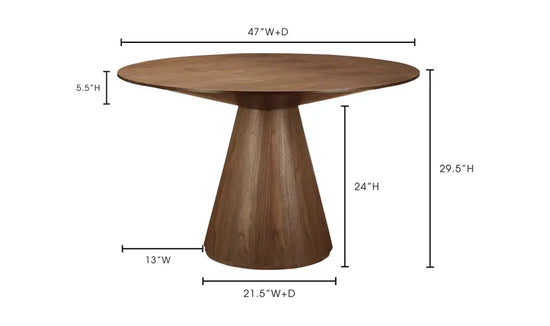 Load image into Gallery viewer, Otago Dining Table 47&amp;quot; Dining Table Moe&amp;#39;s     Four Hands, Mid Century Modern Furniture, Old Bones Furniture Company, Old Bones Co, Modern Mid Century, Designer Furniture, https://www.oldbonesco.com/

