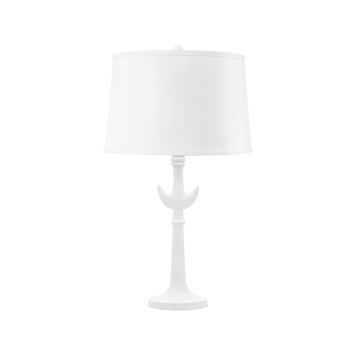 Luna Lamp with Shade 14-inch White Linen with Nickel/Plaster White