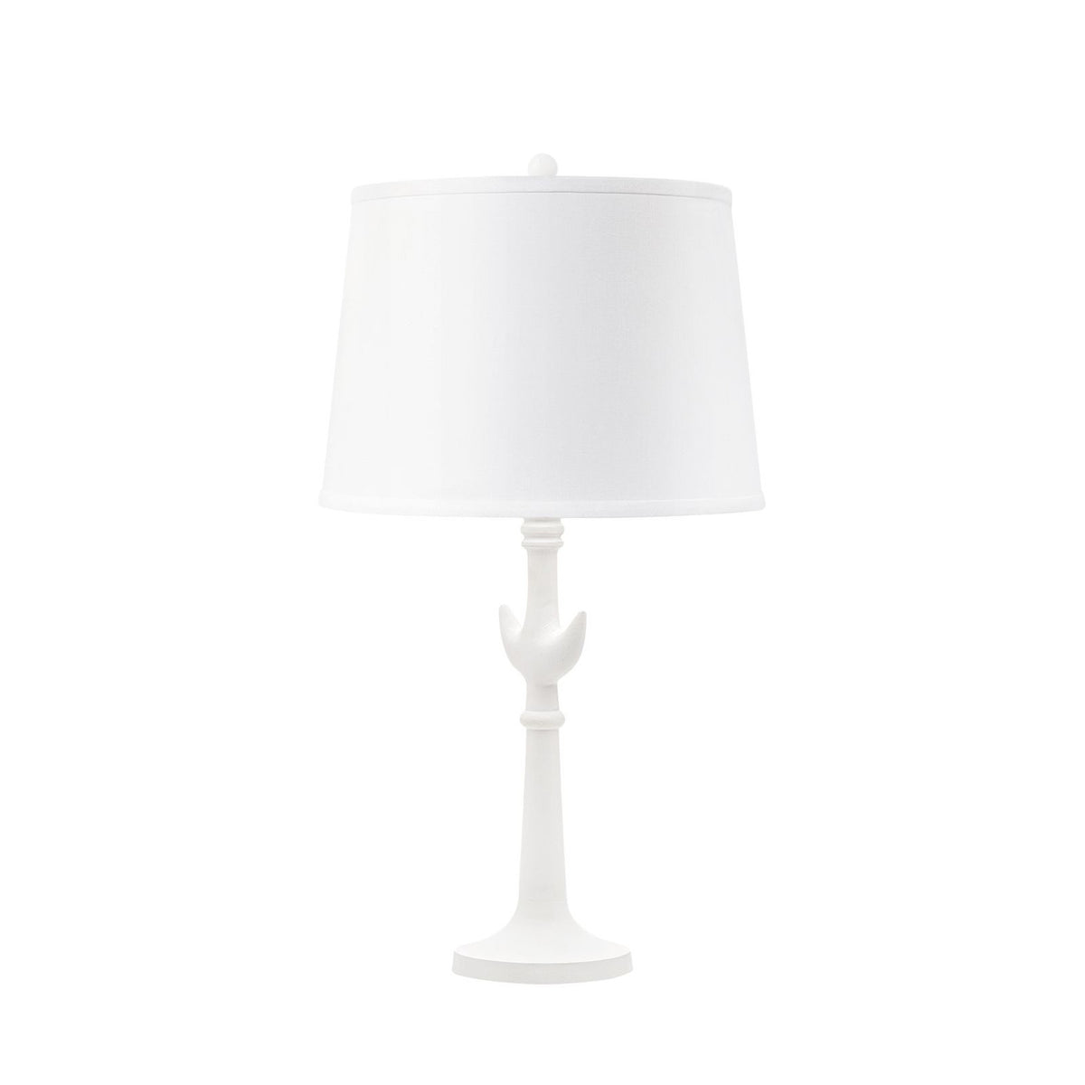 Luna Lamp with Shade 14-inch White Linen with Nickel/Plaster White